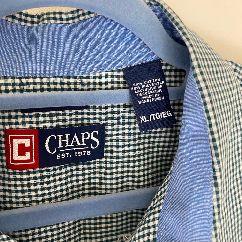 Chaps Blue Casual Button Down Shirt Relaxed Fit XL - Picture 5 of 6